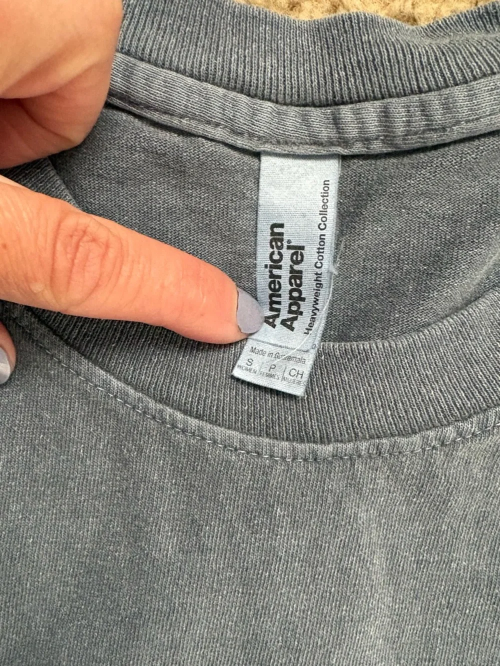 American Apparel Dark Gray Blue Muscle Sleeve Crewneck